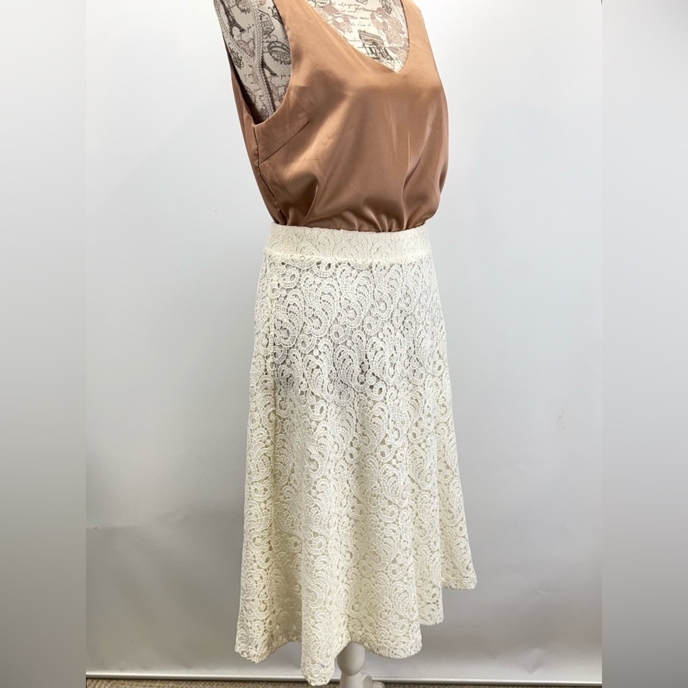 MASSIMO DUTTI Winter white Lace A-Line Skirt size 8 - Picture 10 of 15